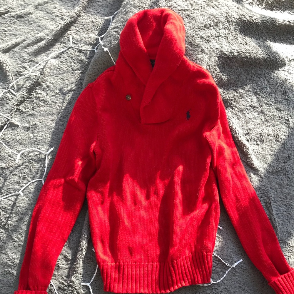 Red Ralph Lauren Sport Cowl Neck Sweater.